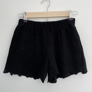 Madewell Black Lace Scalloped Hem Pull On Shorts XS